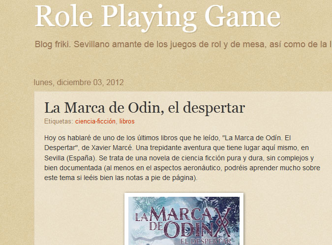 Reseña de ‘La Marca de Odín: El despertar’ en el blog de Role playing gaming